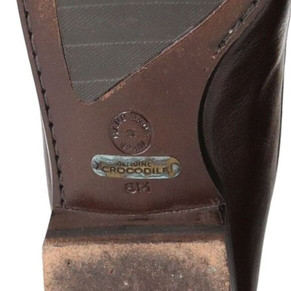 Vintage Exotic Crocodile and Calf Johnston Murphy Mens Brown Dress Shoes Loafers main image 7